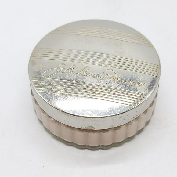 John Robert Other - John Robert Powers Ribbed Glass Powder Jar Chrome Lid Vanity Mid Century Vintage